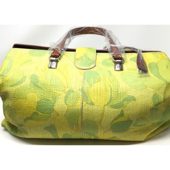 Consuela Chartreuse St. Tropez Yellow & Green Vintage Large Signature Handbag - Picture 4 of 7
